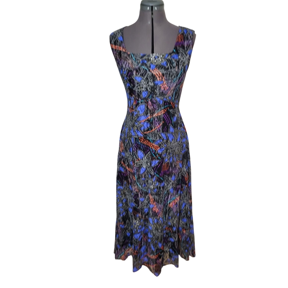 Soul Sisters Lace Mesh Flowy Blue and Black Sleeveless Midi Sundress